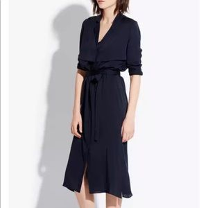 Ayr The Silk Trench Dress - Deep Marine